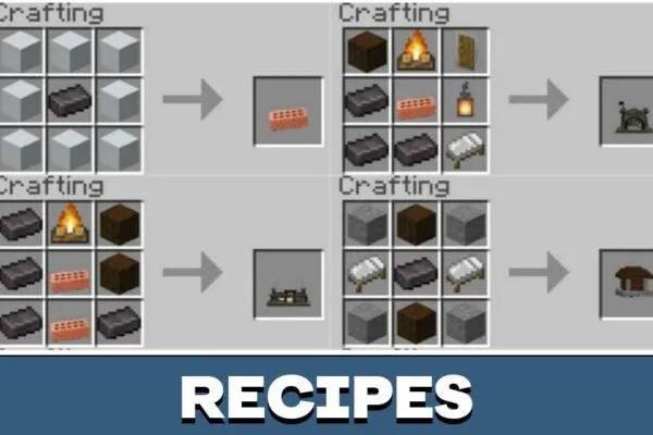 Recipes from Structures in One Click Mod for Minecraft PE