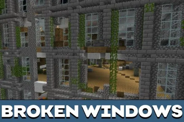 Broken Windows from Abandoned City Map for Minecraft PE