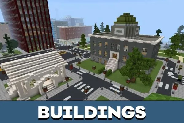 Buildings from City Hall Map for Minecraft PE