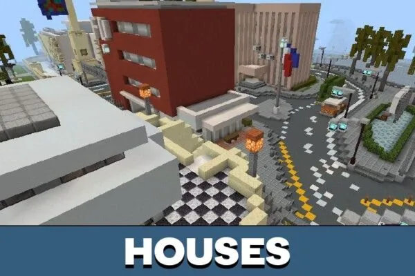 Houses from Party City Map for Minecraft PE