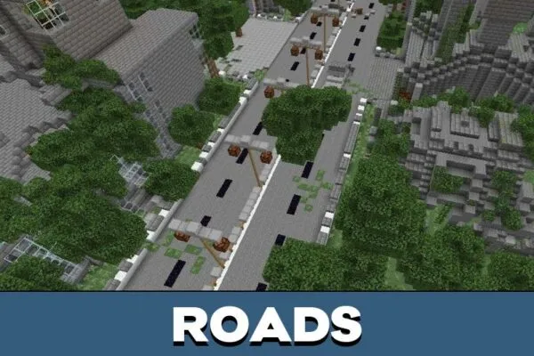 Roads from Abandoned City Map for Minecraft PE