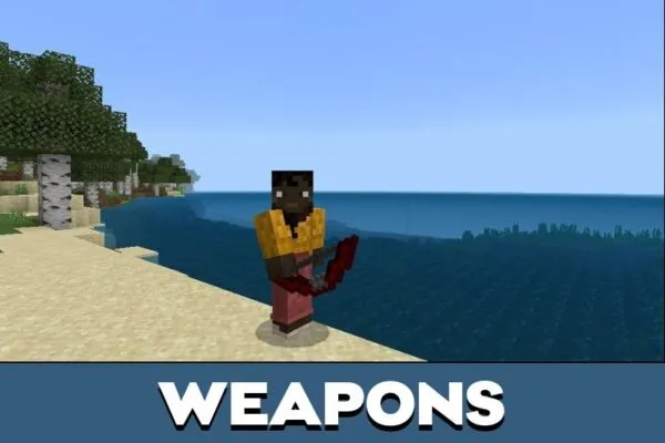 Weapons from Crazy Craft Mod for Minecraft PE