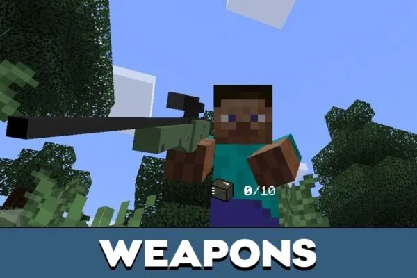 Weapons from Project Walker Mod for Minecraft PE