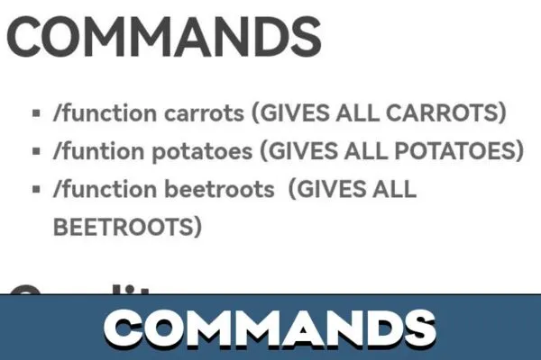 Commands from Magical Crops Mod for Minecraft PE