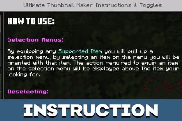 Instructions from Thumbnail Maker Texture Pack for Minecraft PE