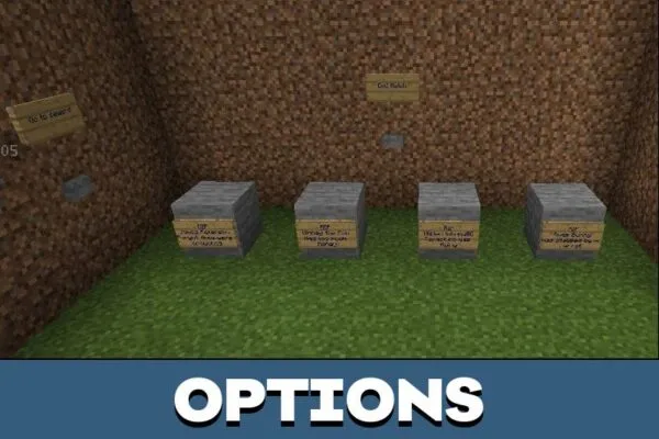 Options from Story Mode for Minecraft PE