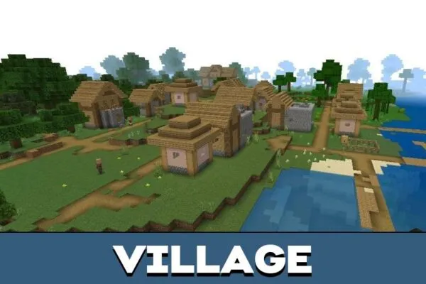 Village from Bicubic Shaders for Minecraft PE