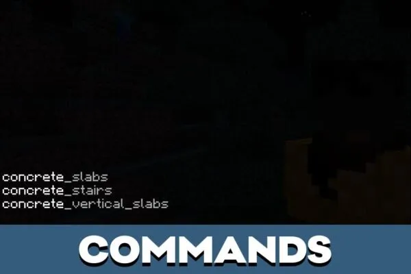 Commands from Concrete Mod for Minecraft PE