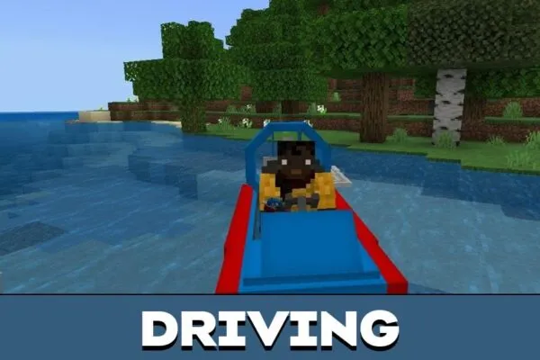 Driving from Hoverboat Mod for Minecraft PE