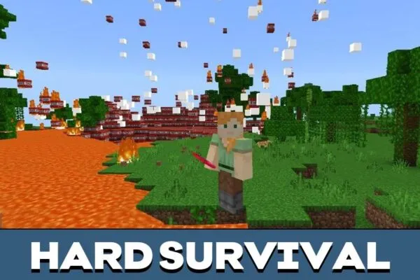 Survival from The Floor is Lava Mod for Minecraft PE