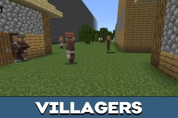 Villagers from Grass Danger Map for Minecraft PE