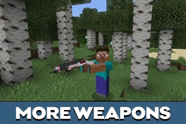 Weapons from 3D Guns Mod for Minecraft PE