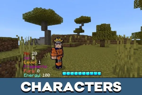 Characters from Ryp Anime Mod for Minecraft PE