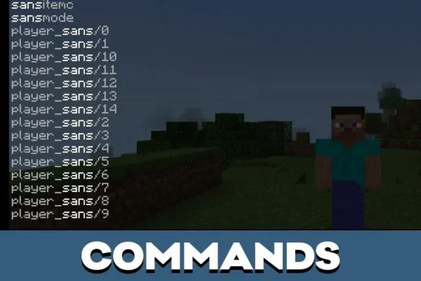 Commands from Sans Mod for Minecraft PE