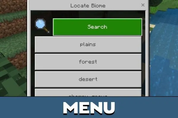Menu from Compass Mod for Minecraft PE
