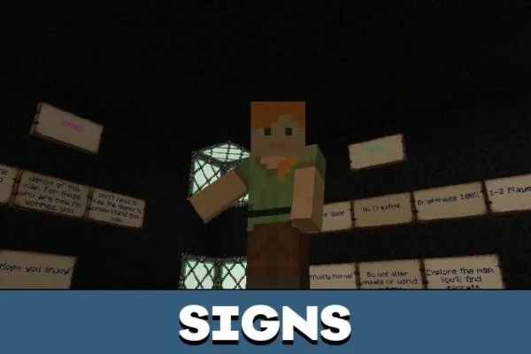 Signs from Dungeon Escape Map for Minecraft PE