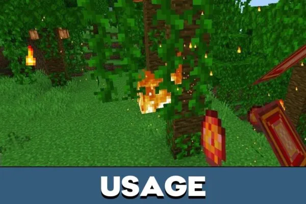 Usage from Fire Magic Mod for Minecraft PE