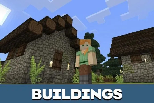 Buildings from Medieval Texture Pack for Minecraft PE