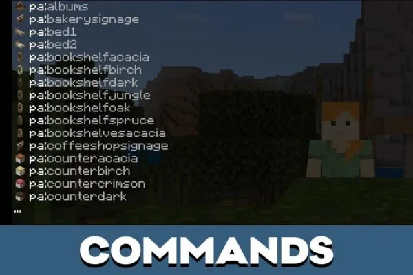 Commands from Bed Mod for Minecraft PE