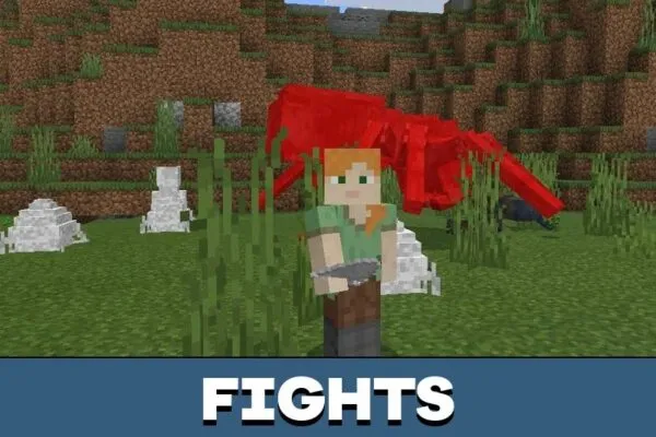 Fights from Cave Mobs Mod for Minecraft PE