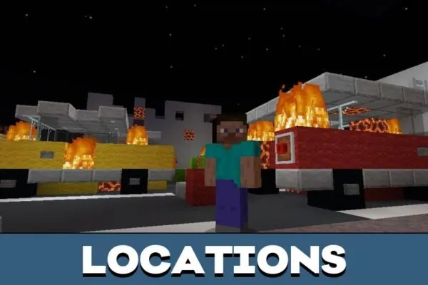 Locations from Zombie Waves Map for Minecraft PE