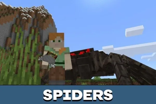 Spiders from Cave Mobs Mod for Minecraft PE