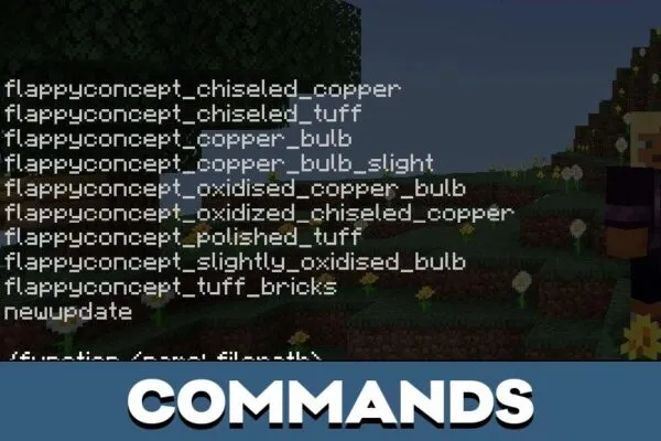 Commands from Concept 1.21 Update Mod for Minecraft PE