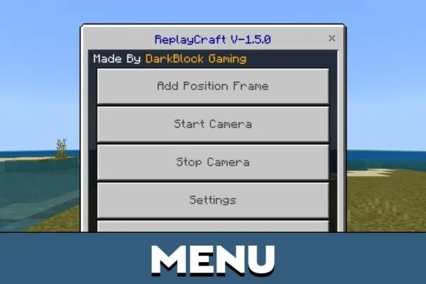 Menu from Replay Mod for Minecraft PE