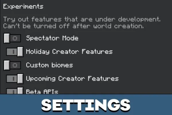 Settings from Mod for Minecraft PE