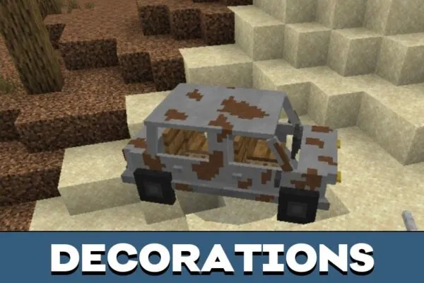 Decorations from Apocalypse Cars Mod for Minecraft PE