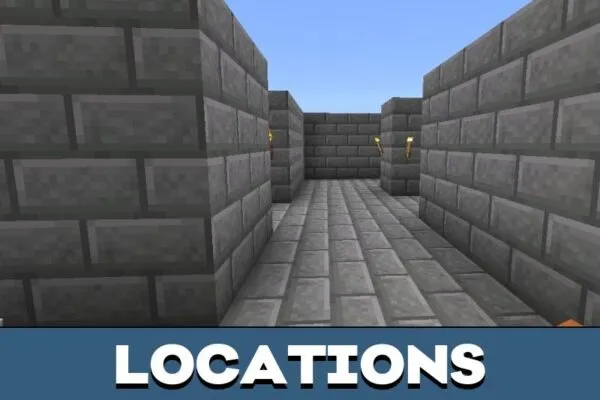 Locations from The Most Difficult Labyrinth Map for Minecraft PE