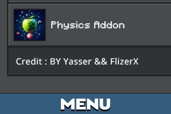 Menu from Physics Mod for Minecraft PE