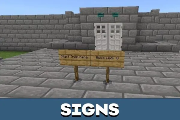 Signs from The Most Difficult Labyrinth Map for Minecraft PE