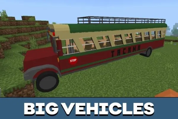 Vehicles from Guatemala Bus Mod for Minecraft PE