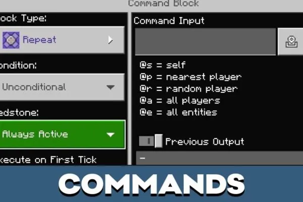 Commands from Fireball Mod for Minecraft PE