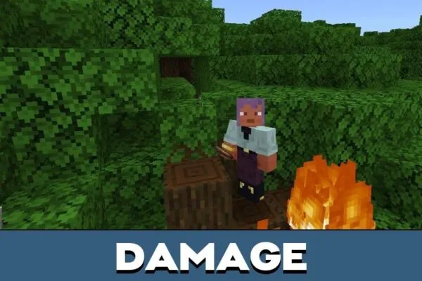 Damage from Fireball Mod for Minecraft PE