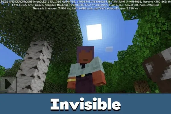 Invisible from from Transparent Buttons texture Pack for Minecraft PE