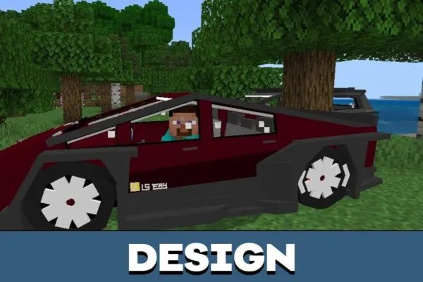 Design from Cyber Truck Mod for Minecraft PE