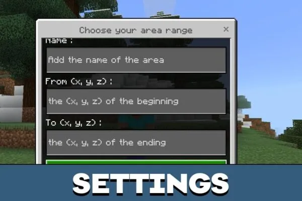 Settings from Land Claim Mod for Minecraft PE