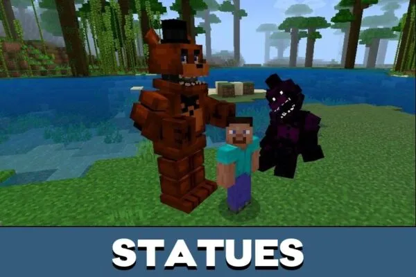 Statues from FNAF Blocks Mod for Minecraft PE