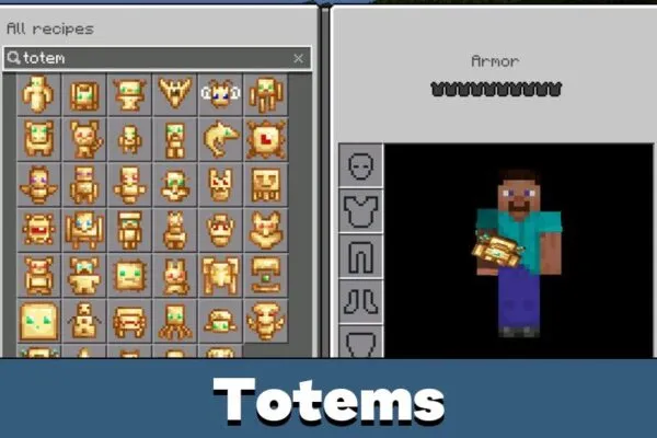Inventory from Auto Totem Mod for Minecraft PE