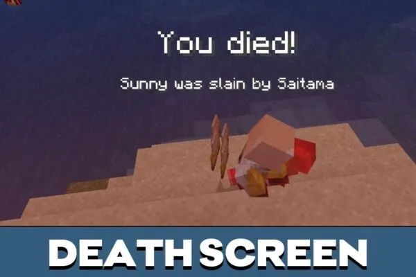 Death Screen from Saitama Mod for Minecraft PE