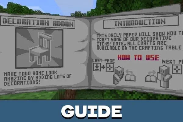 Guide from Decoration Furniture Mod for Minecraft PE