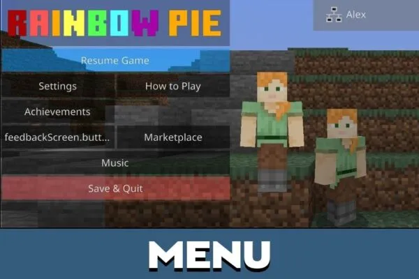 Menu from Rainbow Pie Texture Pack for Minecraft PE