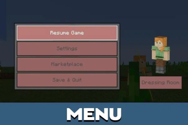 Menu from Rosebut Texture Pack for Minecraft PE