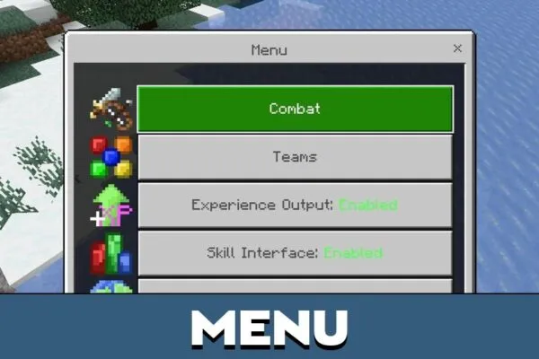 Menu from Runecraft Mod for Minecraft PE