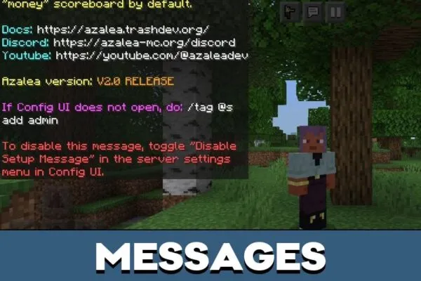 Messages from Azalea Mod for Minecraft PE