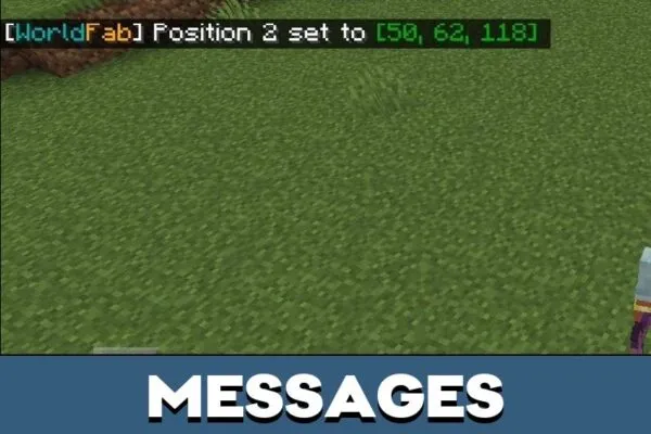 Messages from World Fabricator Mod for Minecraft PE