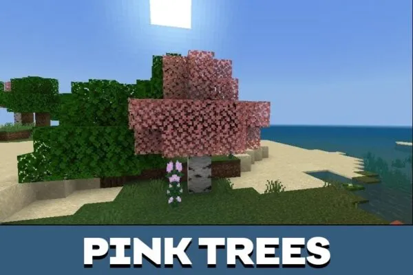 Pink Trees from Flowers Texture Pack for Minecraft PE