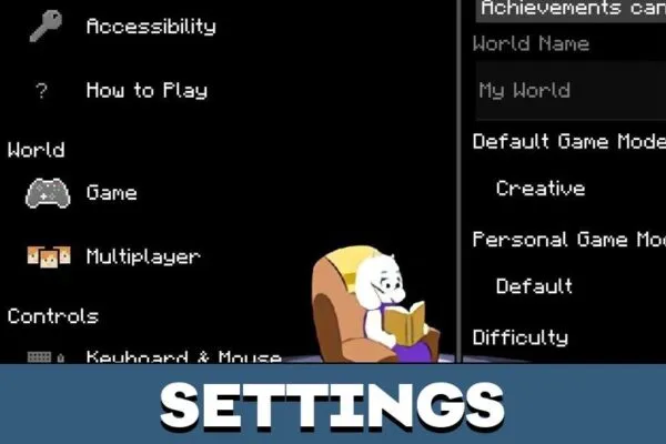 Settings from Undertale GUI texture Pack for Minecraft PE